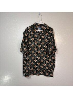 Joe Kealoha Hawaiian Shirt Mens XXL Black Green Casual Camp